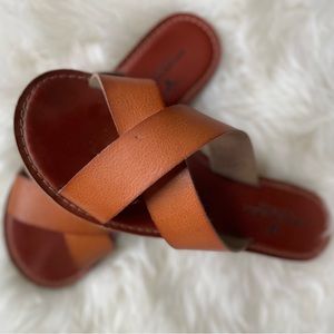 leather criss cross sandals
